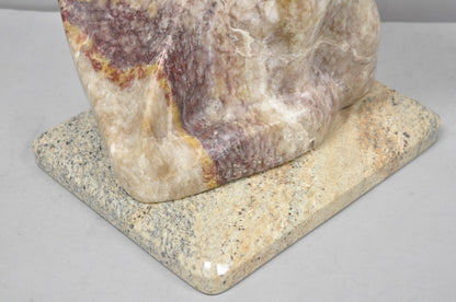 Vintage Seymour Shuren Modernist Pink Carved Marble Abstract Figure Sculpture