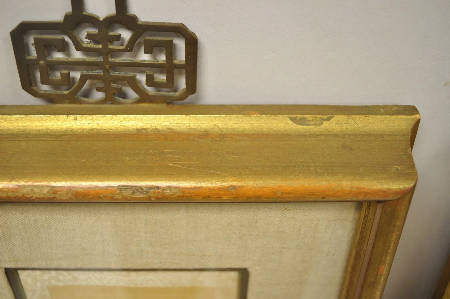 Vintage Asian Oriental Framed Art Prints with Narrow Gold Frames - a Pair