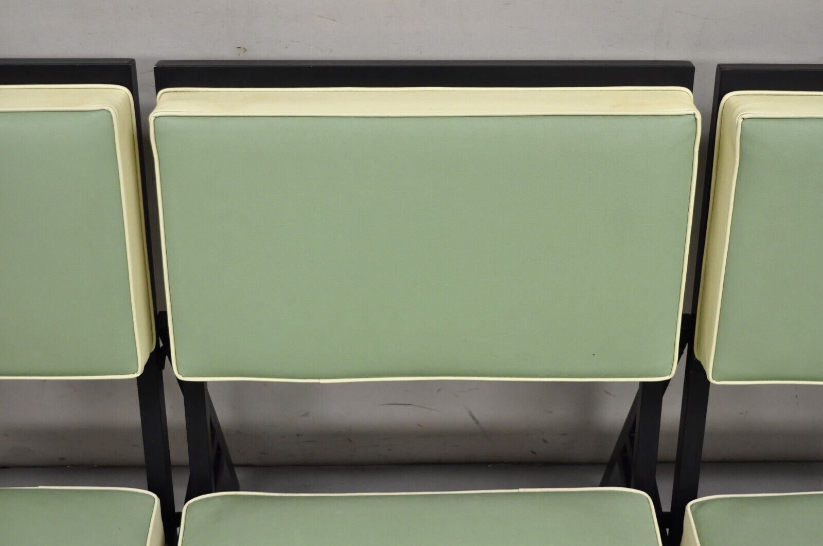 Vintage Steelcase Mid Century Modern Modular Black Metal 3 Pc Mint Green Sofa