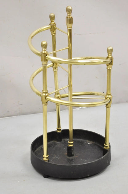 Sarreid LTD Victorian Style Polished Brass Cast Iron Spiral Umbrella Cane Stand