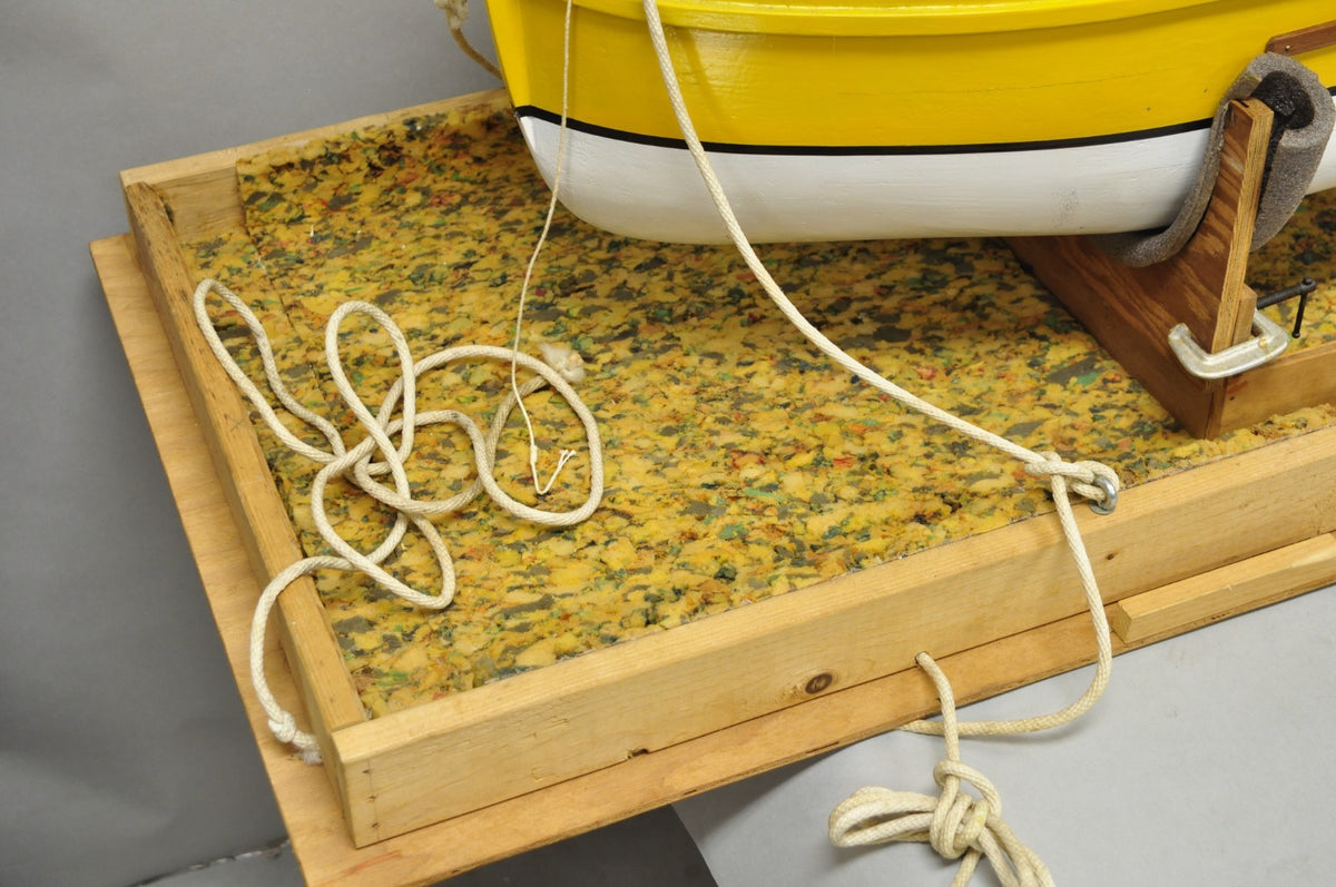 Large 48" Vintage Wooden Fishing Vessel Model Ship Yellow Hull South Korean Flag