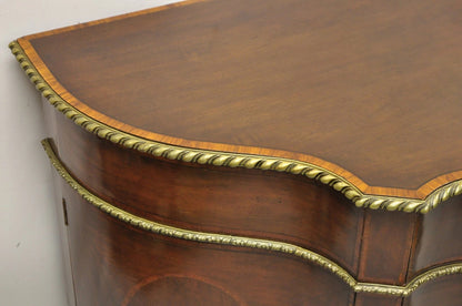 Antique French Louis XVI Style Mahogany Bow Front Bombe Buffet Commode Chest