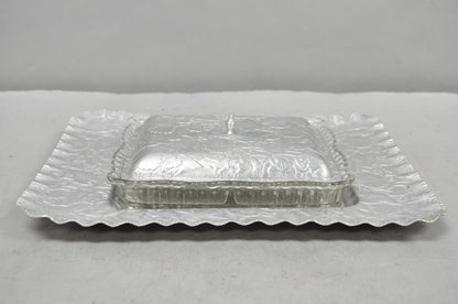 Vintage Art Deco Nouveau Hammered Aluminum Vegetable Relish Serving Platter Tray