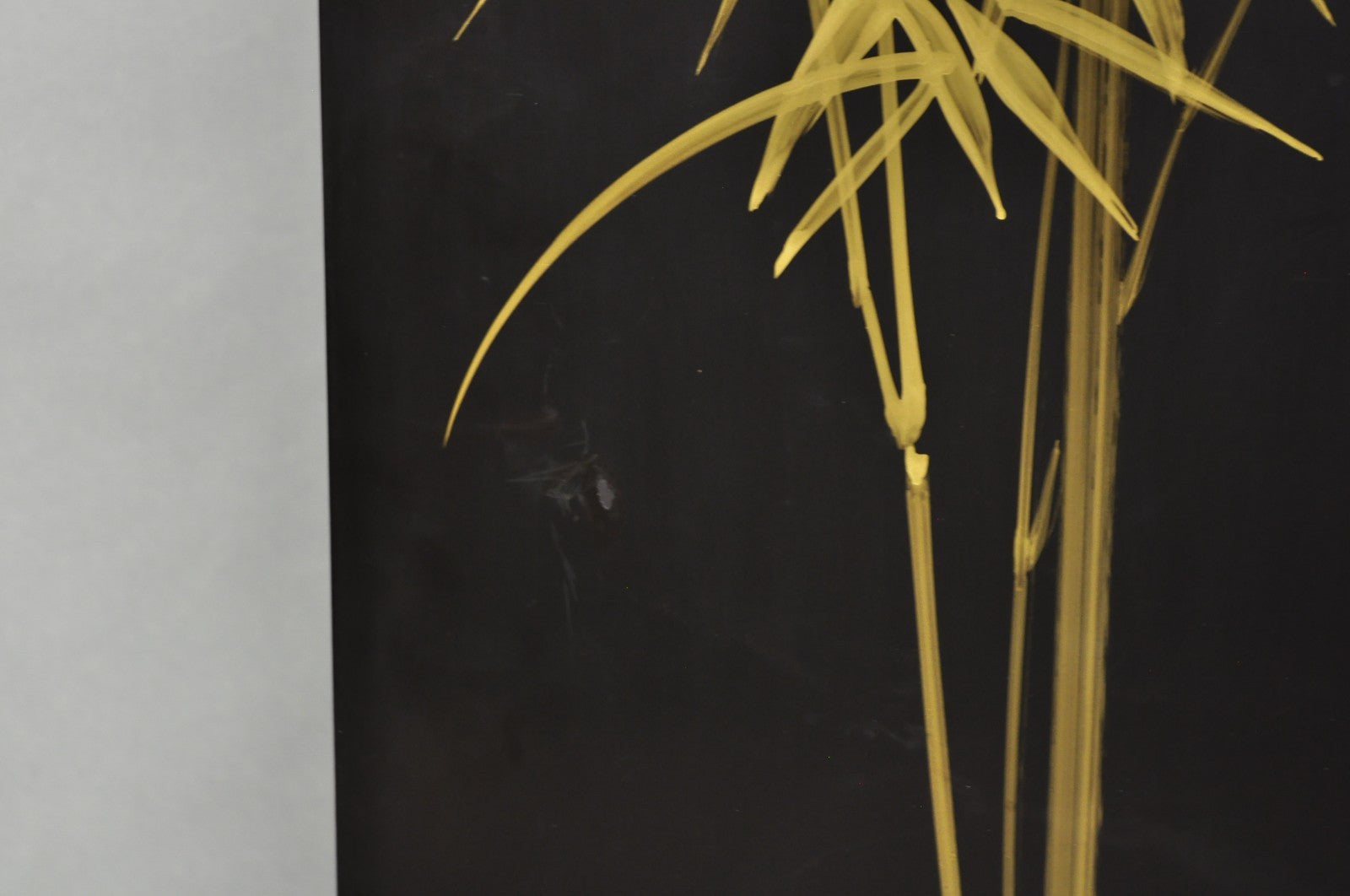 Decorator Chinoiserie Black Lacquer Oriental Painted 4 Panel Room Divider Screen
