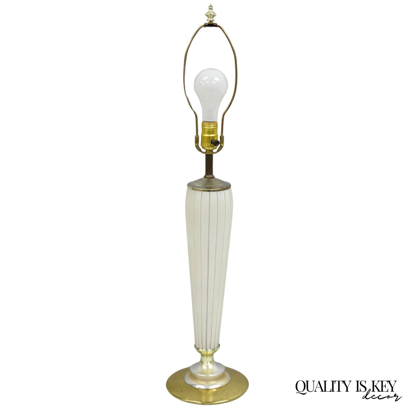 Vintage Italian Mid Century Modern Tapered Glass Art Deco Table Lamp