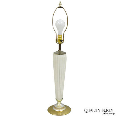 Vintage Italian Mid Century Modern Tapered Glass Art Deco Table Lamp