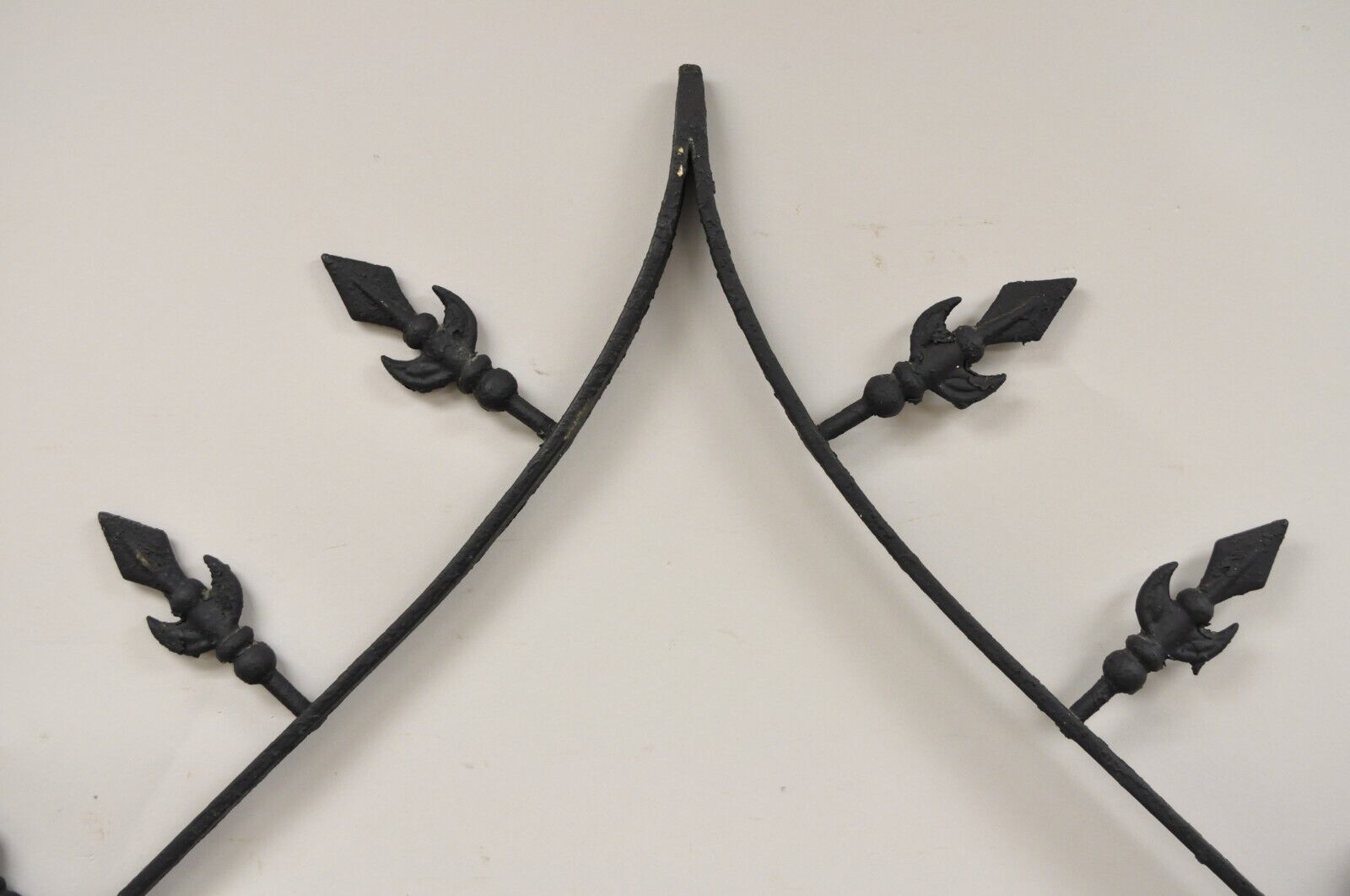 Vintage Gothic Renaissance Large Wrought Iron Metal Arched "Spear" Wall Mirror