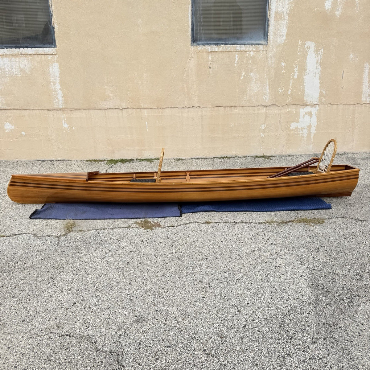 Cedar Strip Built 14' Square Stern Canoe & British Seagull 40 Outboard Motor