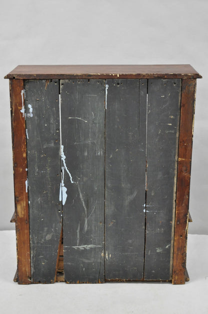 American Colonial Walnut Salesman Sample Apothecary Cupboard Display Cabinet