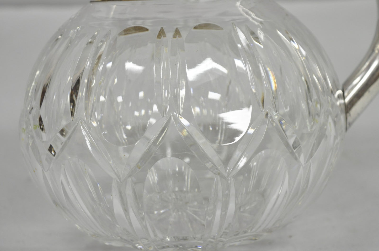 Victorian German Silver Plated Bulbous Cut Crystal Glass Lemonade Water Pitcher