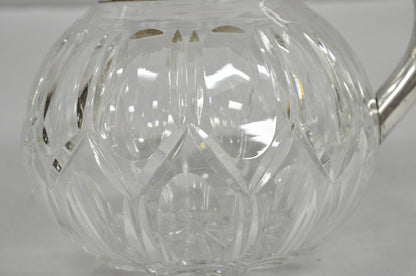 Victorian German Silver Plated Bulbous Cut Crystal Glass Lemonade Water Pitcher