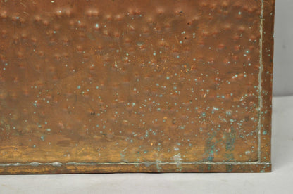 Antique French Country Primitive Copper & Wood Black Grain Painted Grain Bin