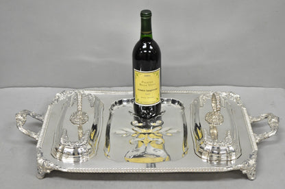 Vintage Victorian Silver Plated Meat Serving Platter Tray w/ Covered Dishes