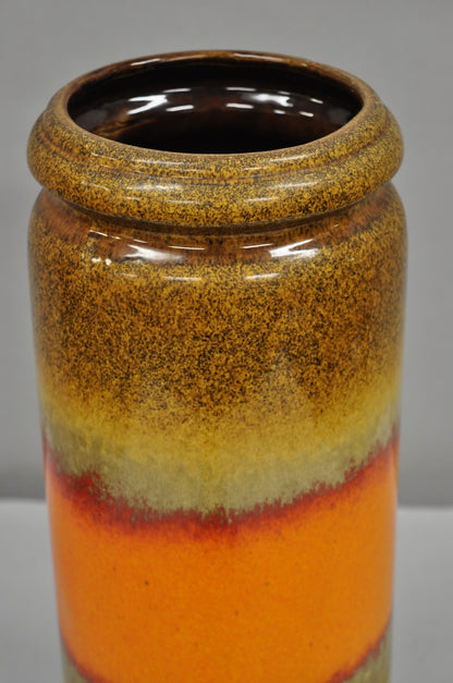 Vintage Scheurich Keramik Orange Mid Century Modern 17" Tall Vase W. Germany