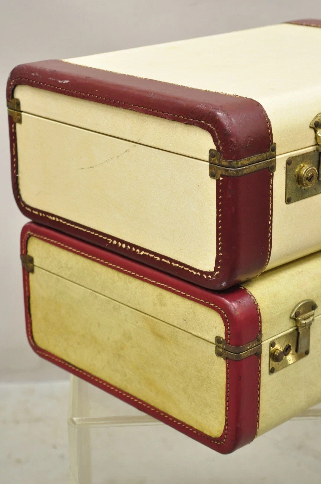 Vintage Horton & Hubbard Art Deco Cari-Lite Hard Luggage Travel Suitcase - Pair