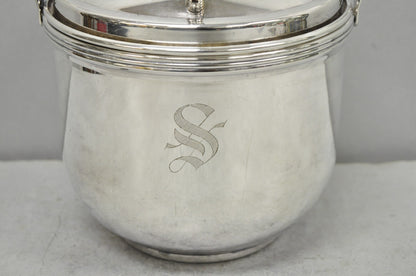 Vintage Art Deco Silver Plated Reticulating Hinge Bar Ice Bucket w/ "S" Monogram