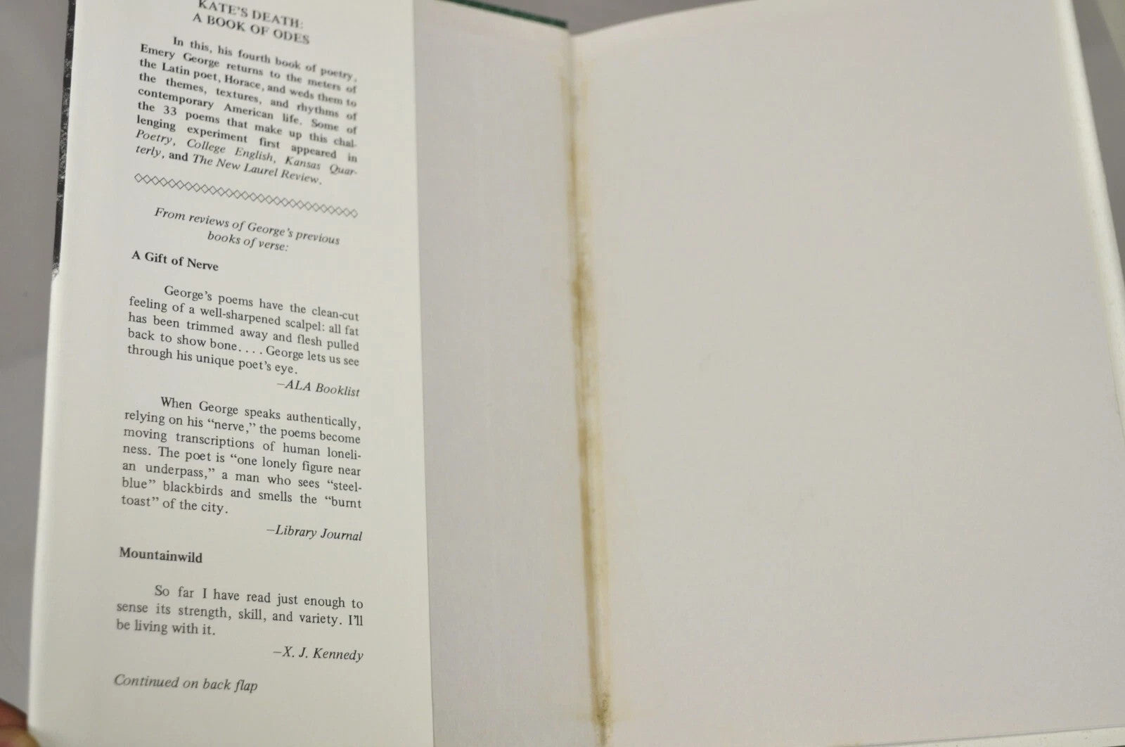 Kate's Death: Poems by Emery George 1980 Ardis Hardcover Book NOS