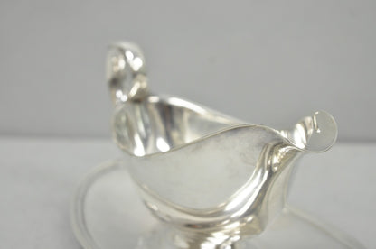 Vintage Gorham Y430 Victorian Silver Plated Gravy Sauce Boat w / Dish