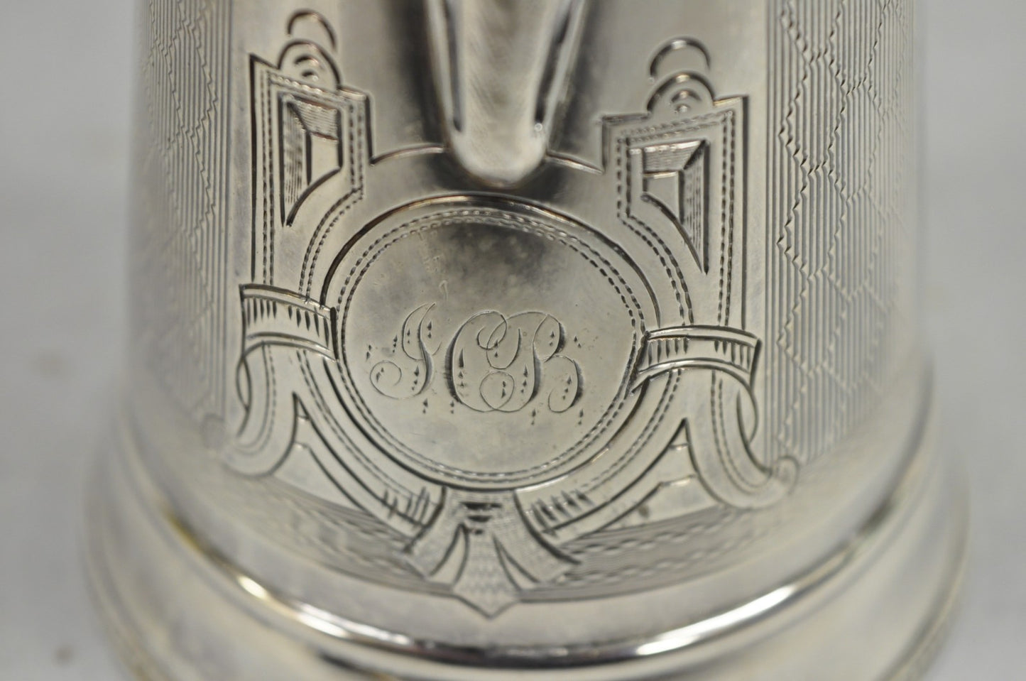 Antique English Victorian Silver Plated Small Coffee Pot Teapot Creamer Monogram