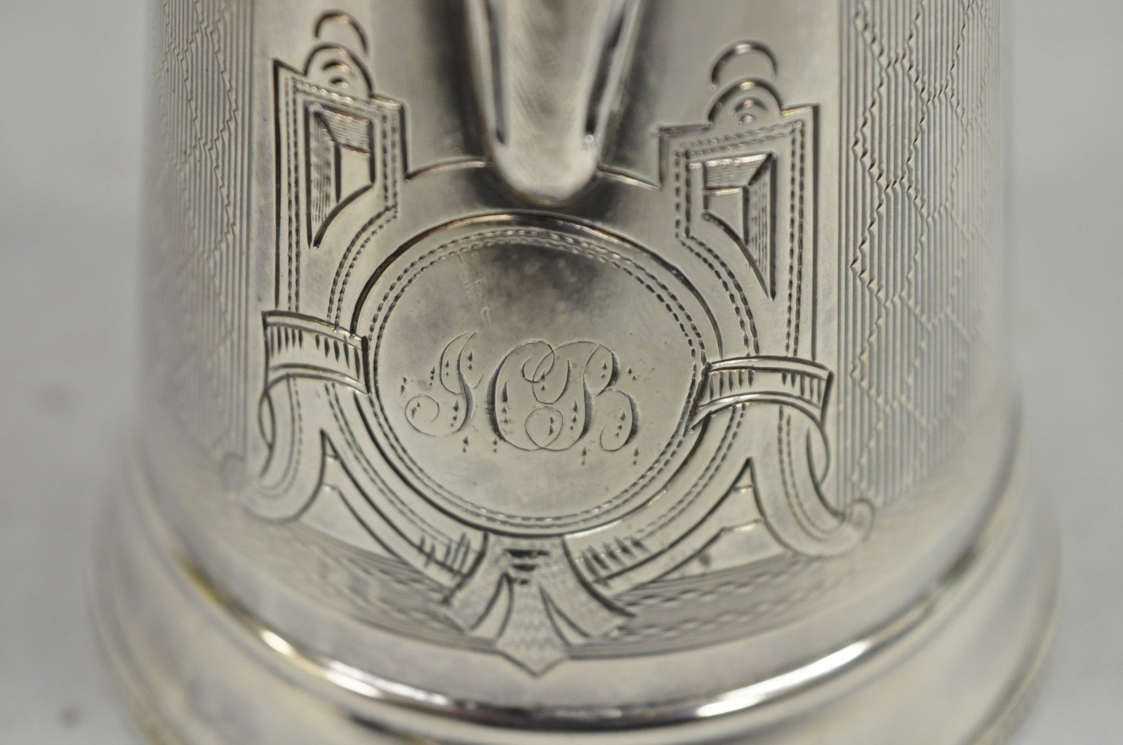 Antique English Victorian Silver Plated Small Coffee Pot Teapot Creamer Monogram