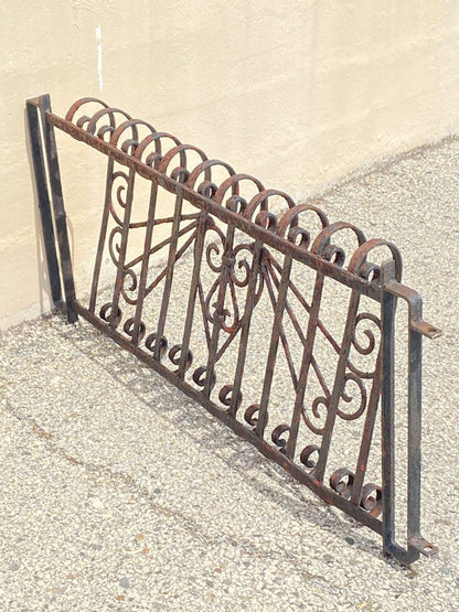 Antique Art Nouveau Black Wrought Iron Heart and Scroll 23x52 Garden Fence Gate