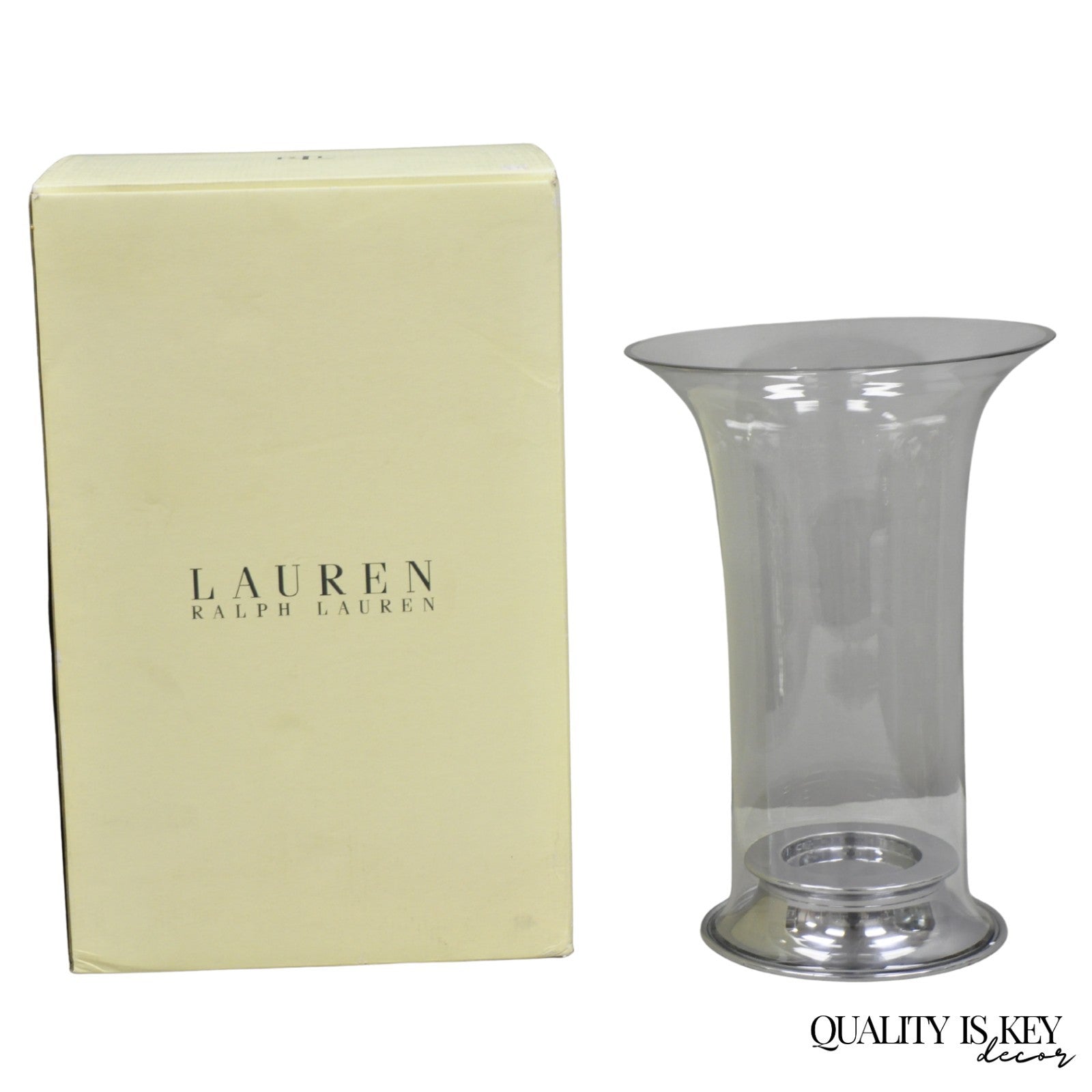 Ralph Lauren "Ella" Lauren Glass Fluted Hurricane Lamp Candle Holder AE200/043