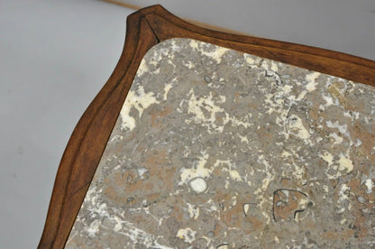 Vintage French Louis XV Style Walnut Marble Top Small Side Coffee Table