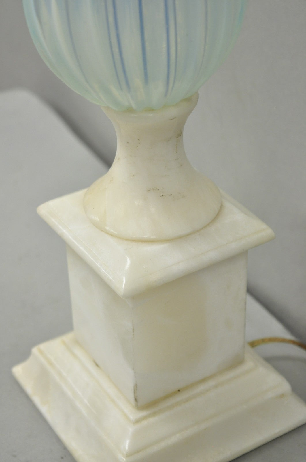 Vintage Murano Italian Mid Century Modern Blue Blown Glass Marble Table Lamp