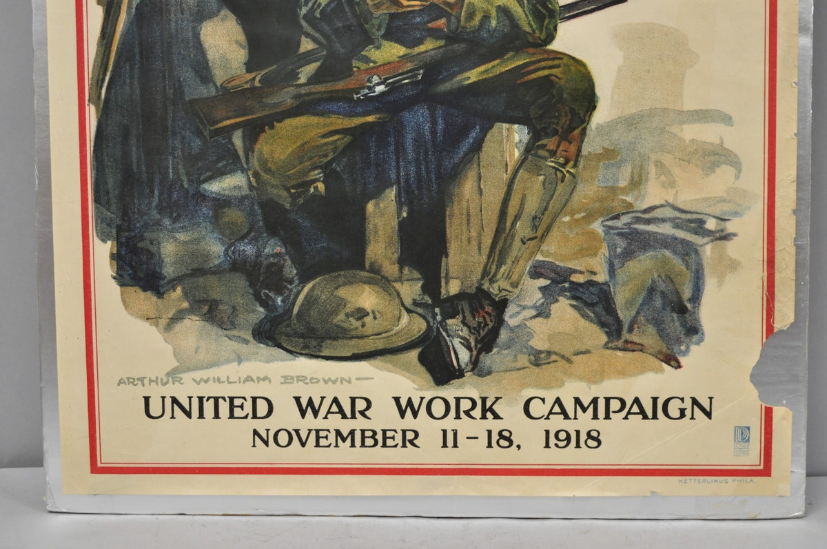 Original Vintage 1918 WWI YMCA Poster 'For Your Boy' by Arthur Williams Brown