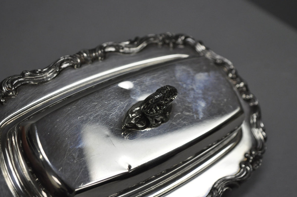 Vintage FB Rogers 1959 Victorian Silver Plated Footed Covered Butter Dish