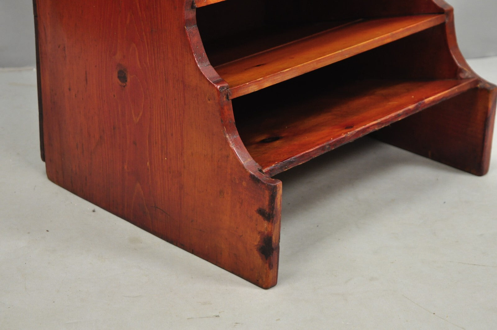 Antique French Country Primitive Pine Wood Farmhouse Magazine Rack Book Stand
