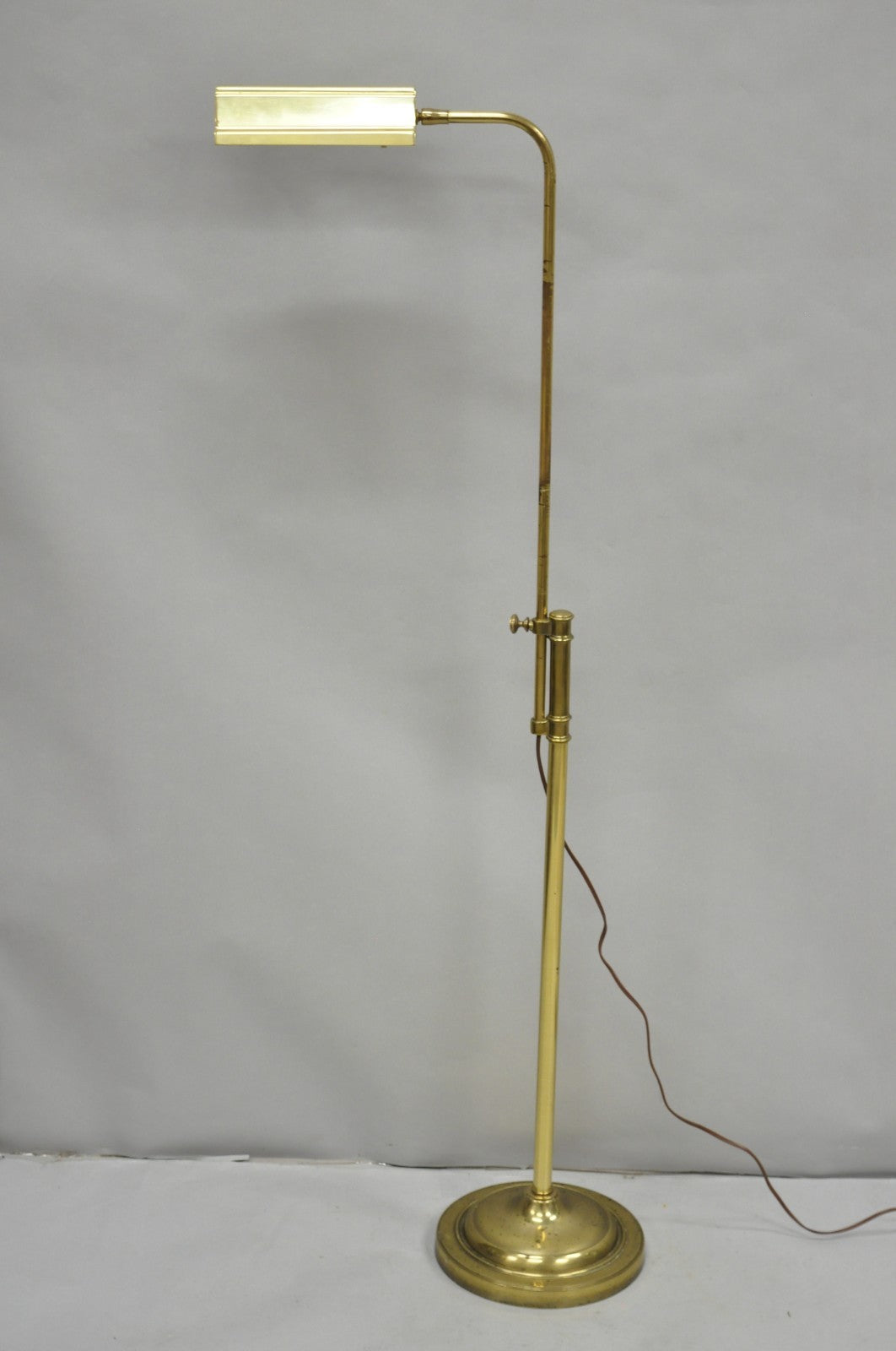 Vintage Mid Century Modern Brass Adjustable Task Pharmacy Reading Floor Lamp