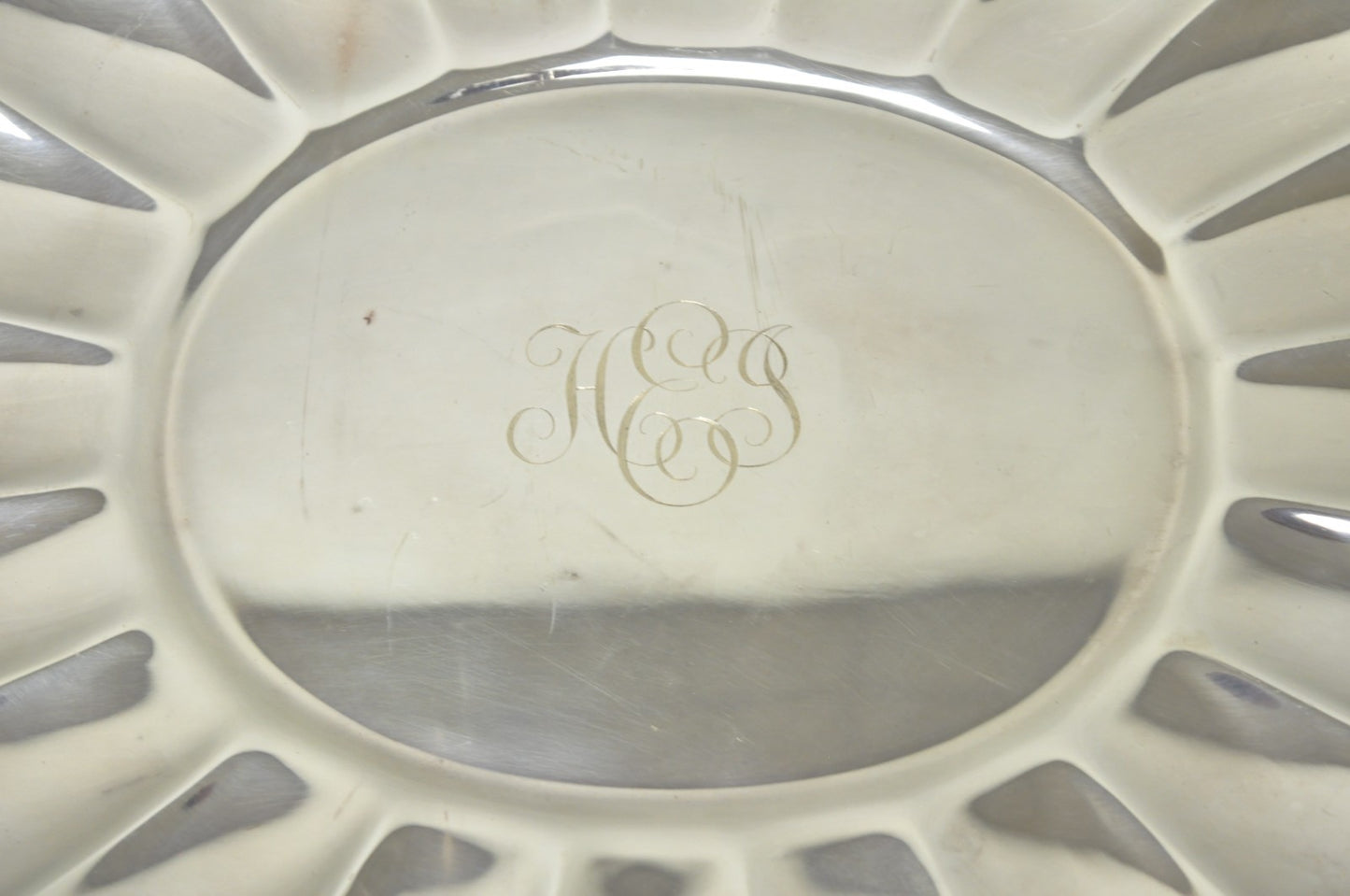 Vintage Reed & Barton "Holiday" Scalloped Oval Serving Platter Tray w/ Monogram
