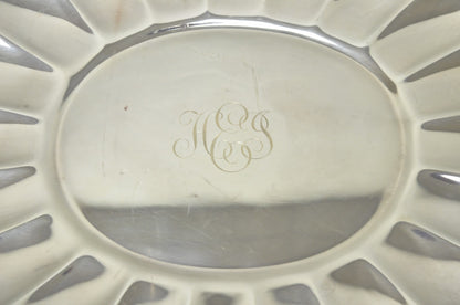 Vintage Reed & Barton "Holiday" Scalloped Oval Serving Platter Tray w/ Monogram