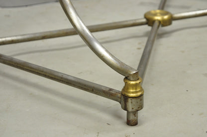 Vintage Directoire Maison Jansen Style Steel & Brass Marble Top Console Table