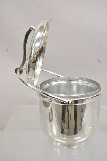 Mid Century Modern Sheffield Silver Vintage Silver Plated Hinged Lid Ice Bucket