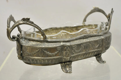 French Louis XVI Nickel Silver Plate Drape Design Centerpiece Bowl Dish Planter