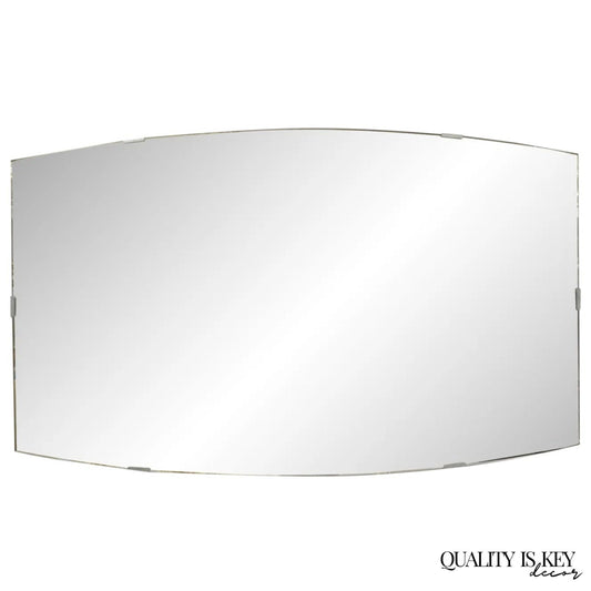 Vintage Rway Mid Century Modern Minimalist Glass Rectangular Bowed Wall Mirror