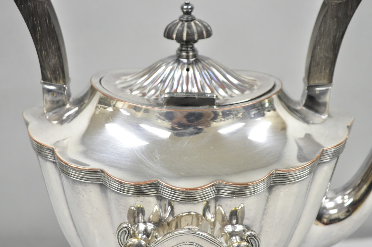 Antique English Art Nouveau Silver Plated Tilting Tea Kettle Pot on Stand