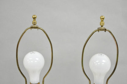 Vintage Waterford Cut Crystal Leaded Glass Urn Form Brass Table Lamps - a Pair