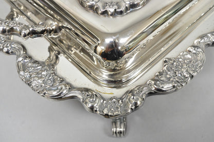 Vintage Poole Silver Plated Footed Covered Vegetable Serving Dish Platter w/ Lid