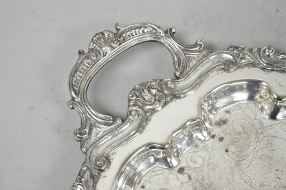 Vintage Sheffield Baroque Silver Plated Long Narrow Serving Platter Bar Tray