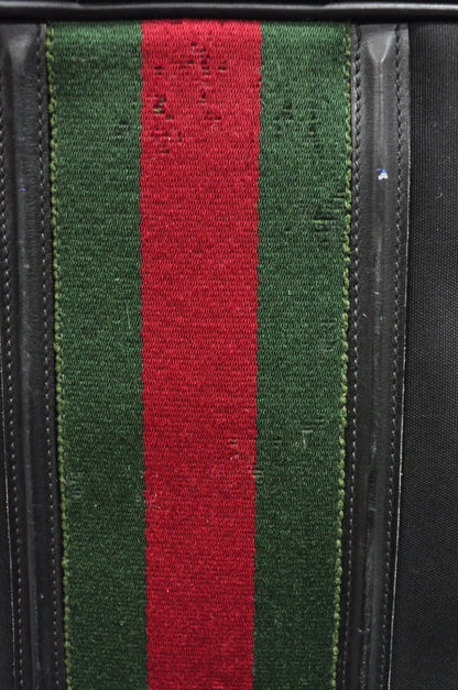 Vintage Gucci Black Canvas & Leather Suitcase Luggage Travel Bag Set - 2 Pcs