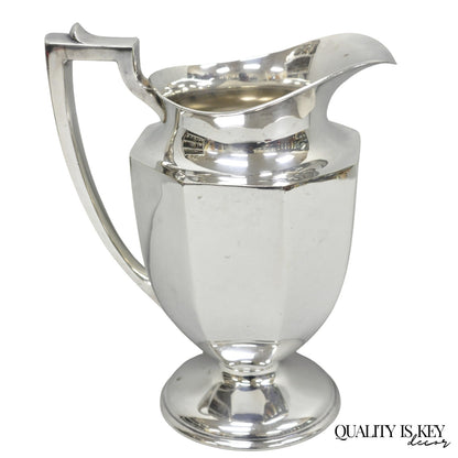 Vintage Art Deco Silver Plated Octagonal Faceted Water Pitcher by Homan Plate