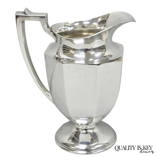 Vintage Art Deco Silver Plated Octagonal Faceted Water Pitcher by Homan Plate