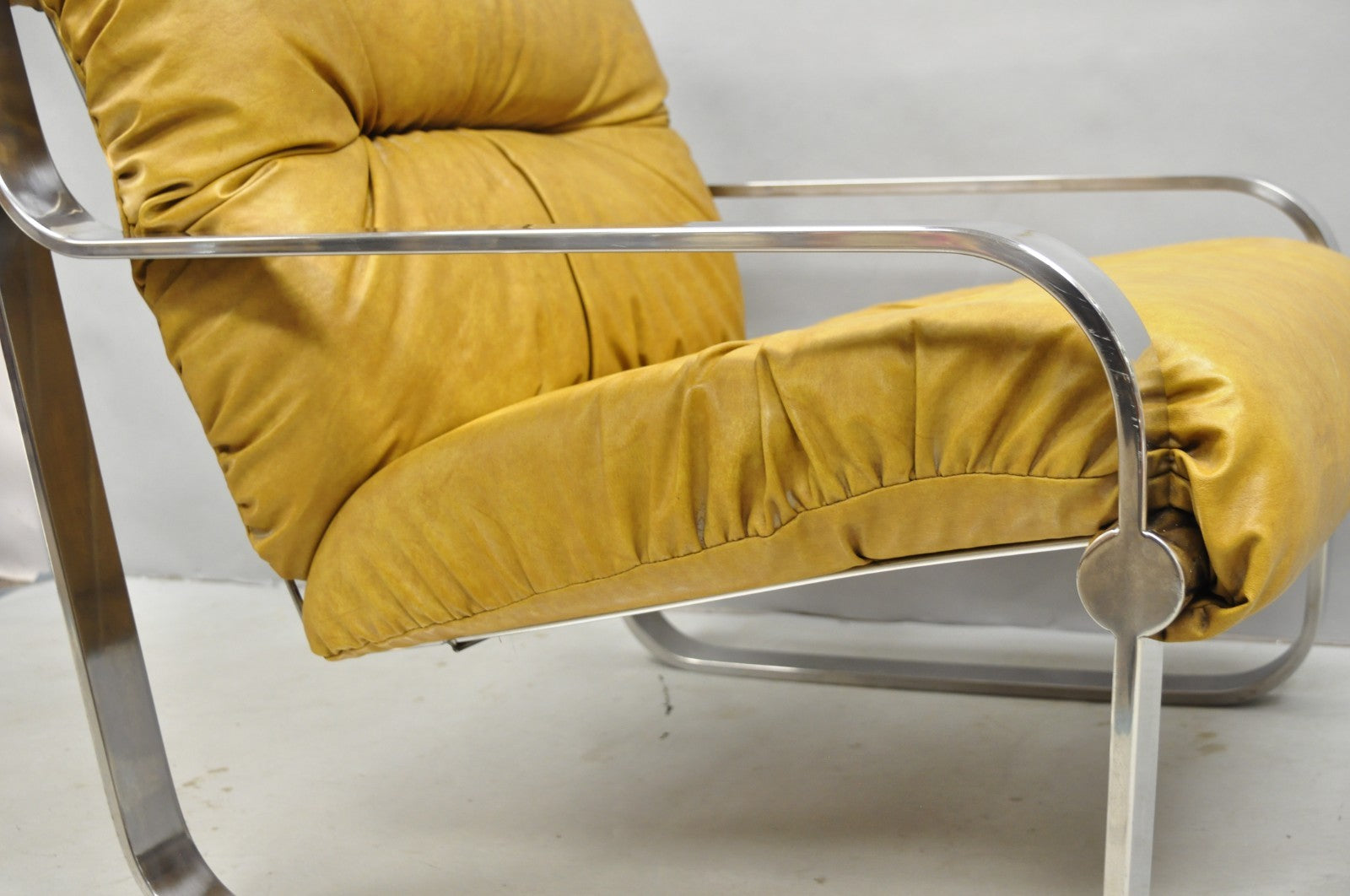 Mid Century Modern Chrome Milo Baughman Style Club Lounge Chair by AGI Ind.