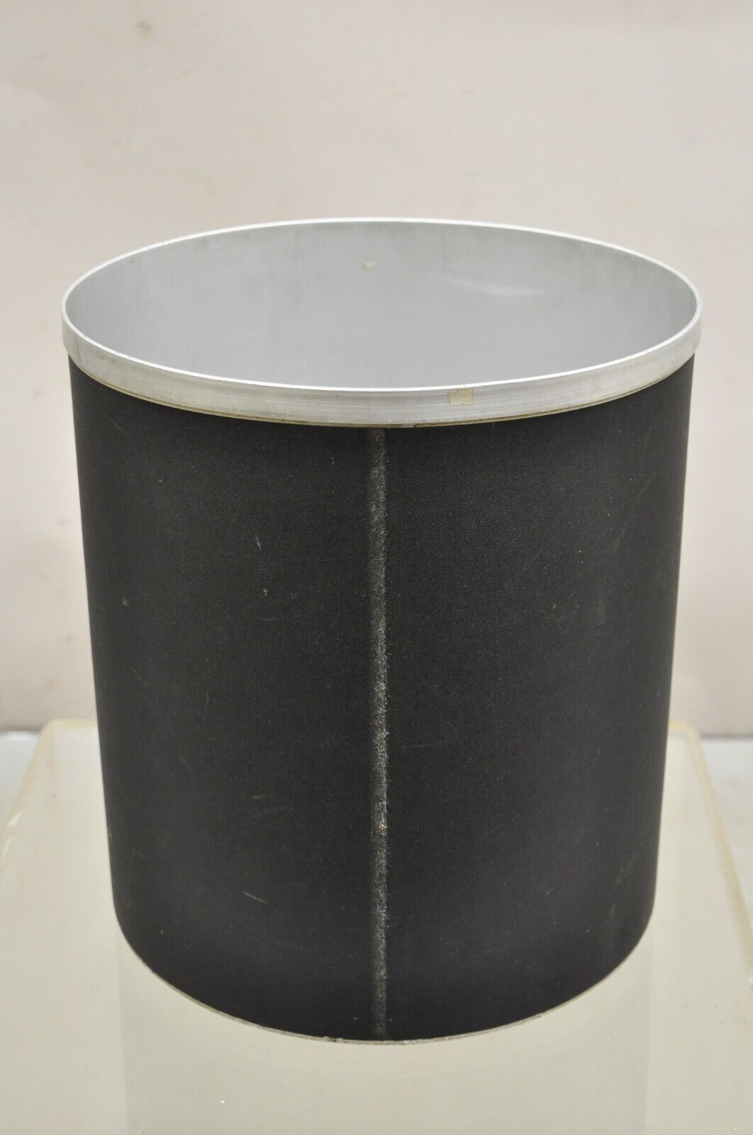 Vintage Retro Modern Aluminum Metal Wastebasket Trashcan by Metalsmiths