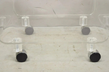 Vintage Clear Lucite Acrylic Mid Century Modern Rolling Side Tables - a Pair