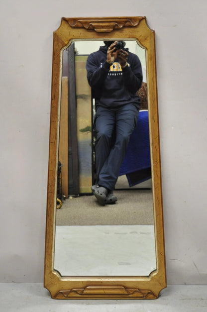 Vintage Italian Hollywood Regency Ribbon Scroll Carved Wood Wall Mirror - a Pair