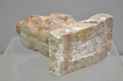 Morton Gaffin "Lovers Embrace" Modernist Carved Alabaster Marble Nude Sculpture